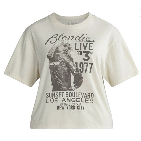 Blondie Graphic Band Tee Cropped Cream NWT - Picture 1 of 8